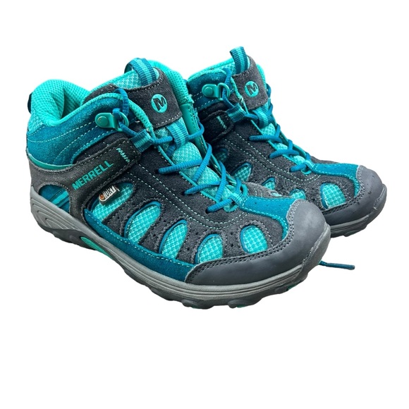 Merrell Other - Merrell Chameleon Boy's Size 2.5 Waterproof Hiking Boots Teal Gray